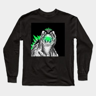 godzilla in wild stampede ecopop nuclear art Long Sleeve T-Shirt